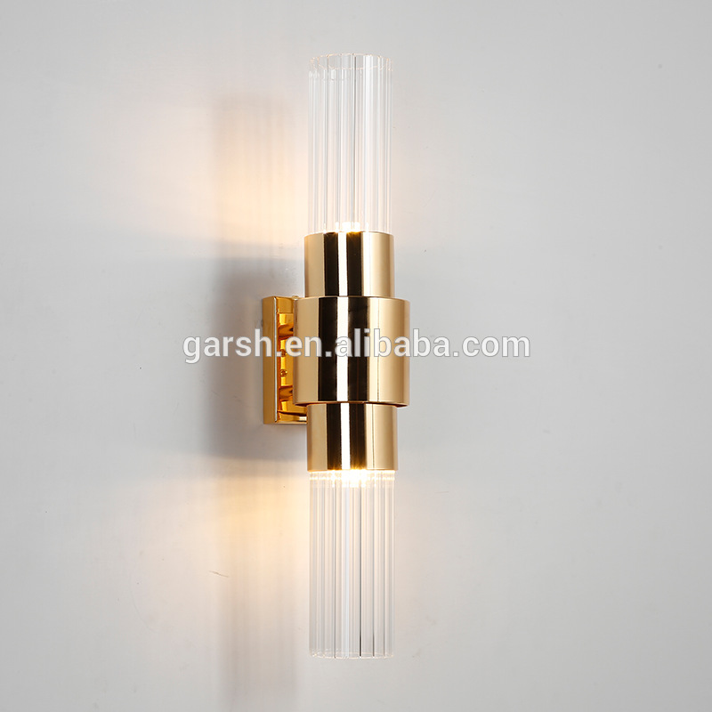 2Heads 4Heads Modern Bedside Lamp Tube Shape Clear Glass Wall Sconce For Hotel