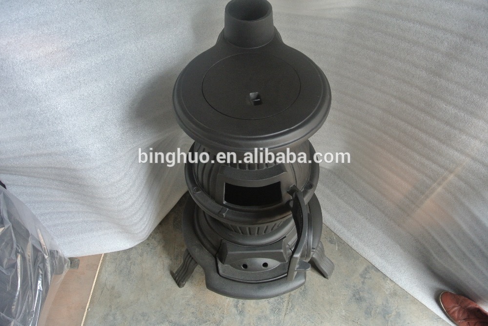 pot belly stove, round cast iron stove , wood and coal fuel stove