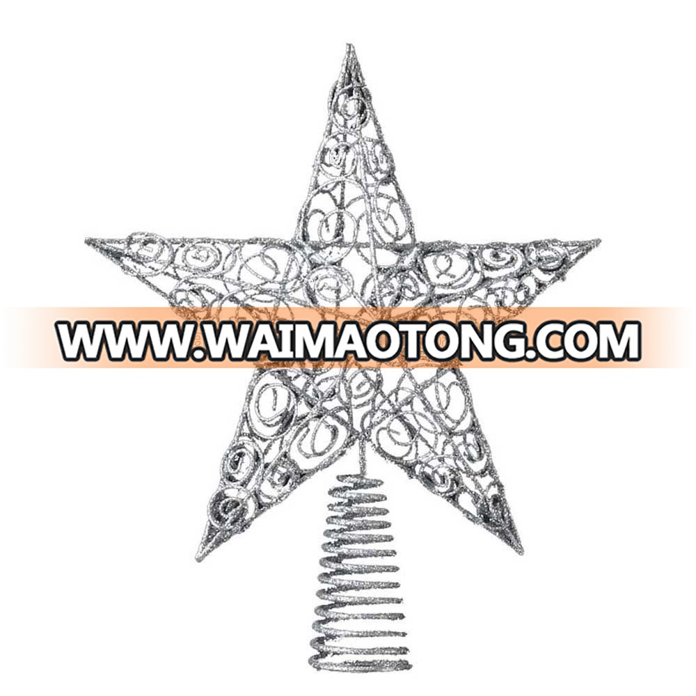 220mm Christmas wired Silver Glitter Tree top star