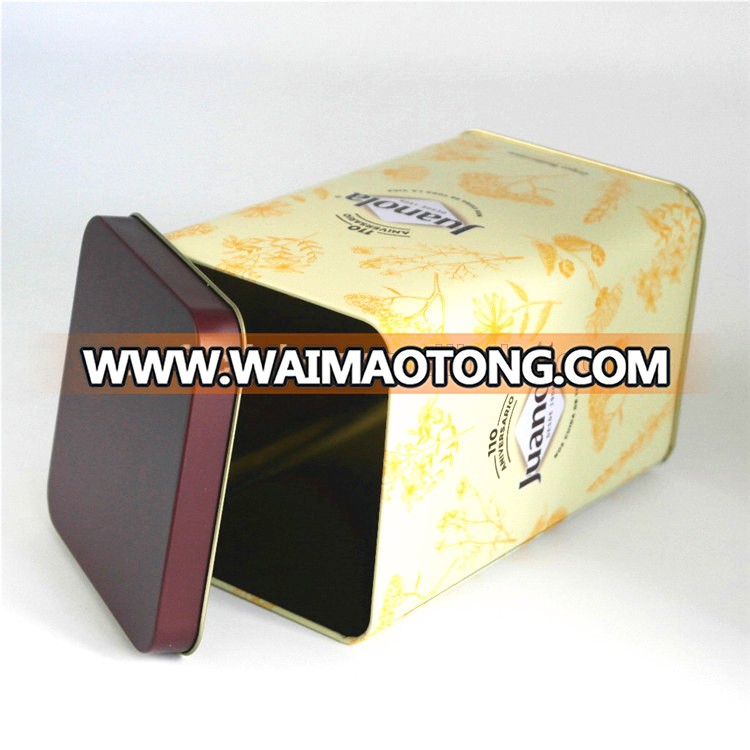 Square coffee gift storage packaging metal tin box for sale