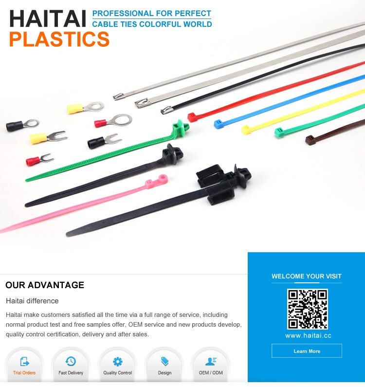 Haitai Diefferent Types Full Sizes Self Locking Plastic Strap Nylon Cable Tie