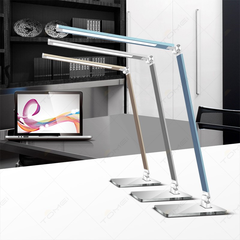 Tempered Glass Base Desk Lamp USB Folding LED Table Lamp Modern Desk Light with 3-CCT Adjustable