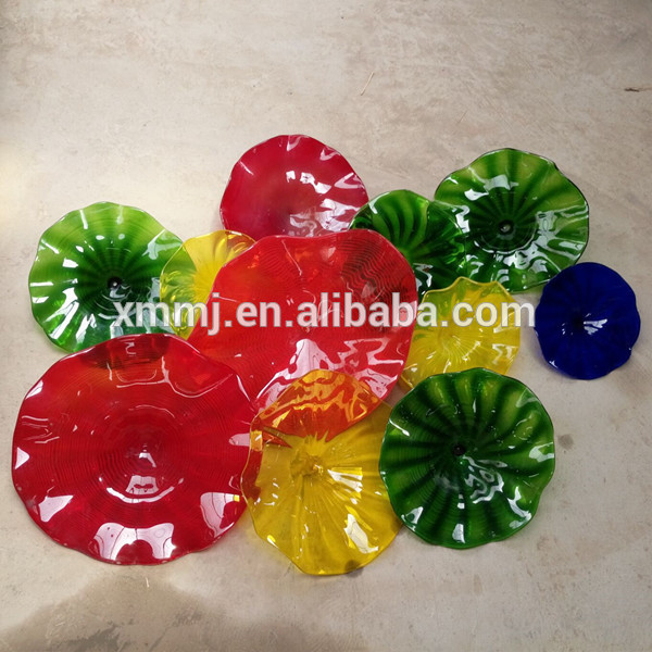 Wholesale Hand blown colored home art decor murano glass wall art plates decoration