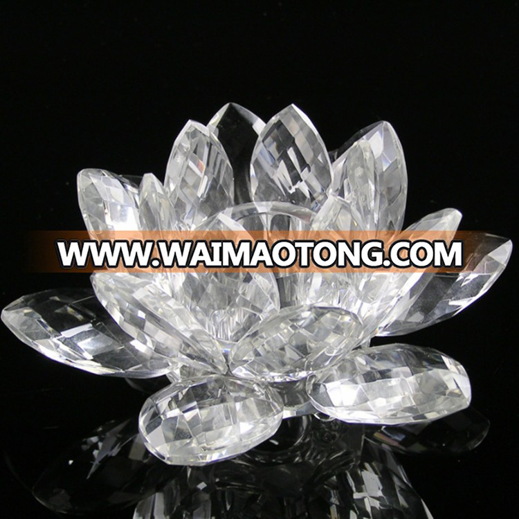 2017 hot elegent lotus flower crystal candle holder for wedding home decoration