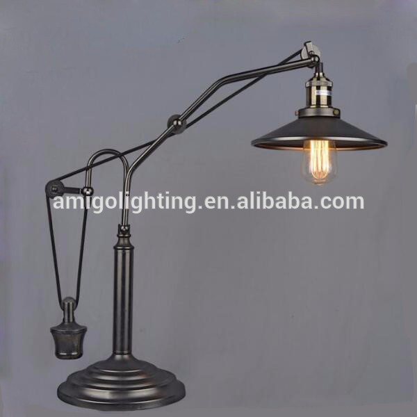 popular adjustable height vintage industrial table lamp for restaurant