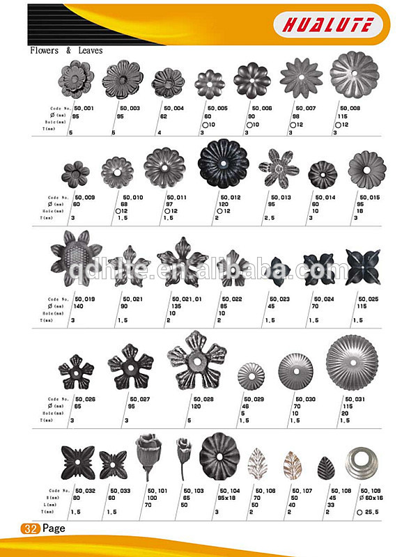 Oil-coated ornamental wrought iron stamp metal leaves and flowers