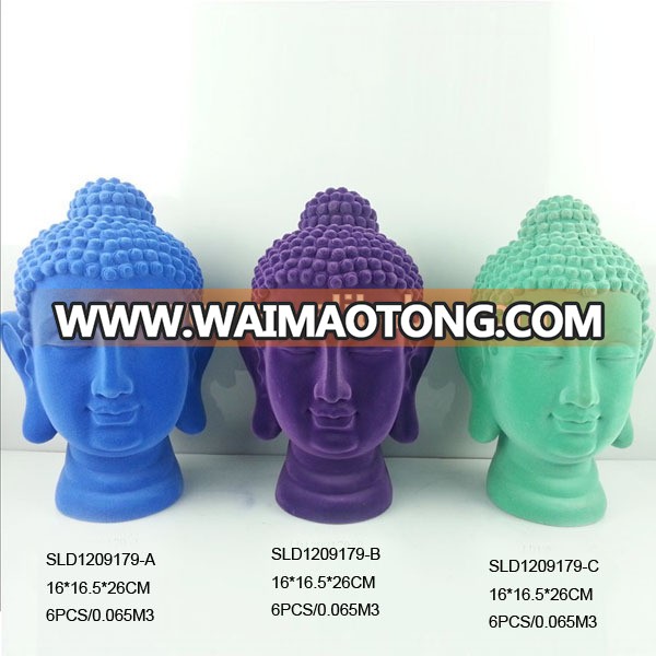 Handmade religious craft polyresin flocked buddha head