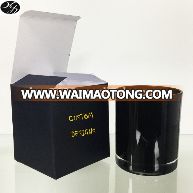 Black candle jar glass with custom printed candle packaging box