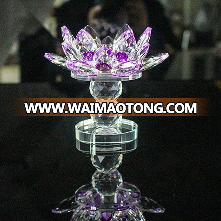 Buddha crystal lotus decoration,color crystal lotus candle holder