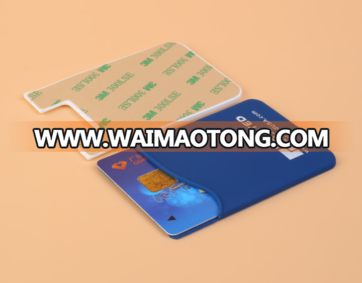 Customized silicone card holder for smart mobile with stick on adhesive