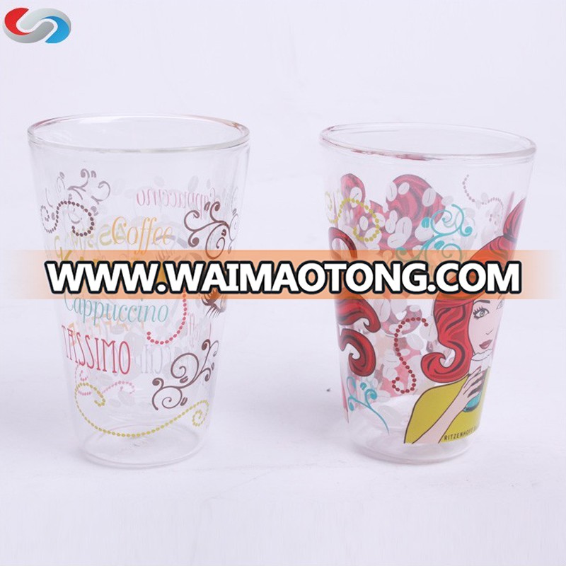 Unique Hand Painting Double Wall Borosilicate Drinkware Glass