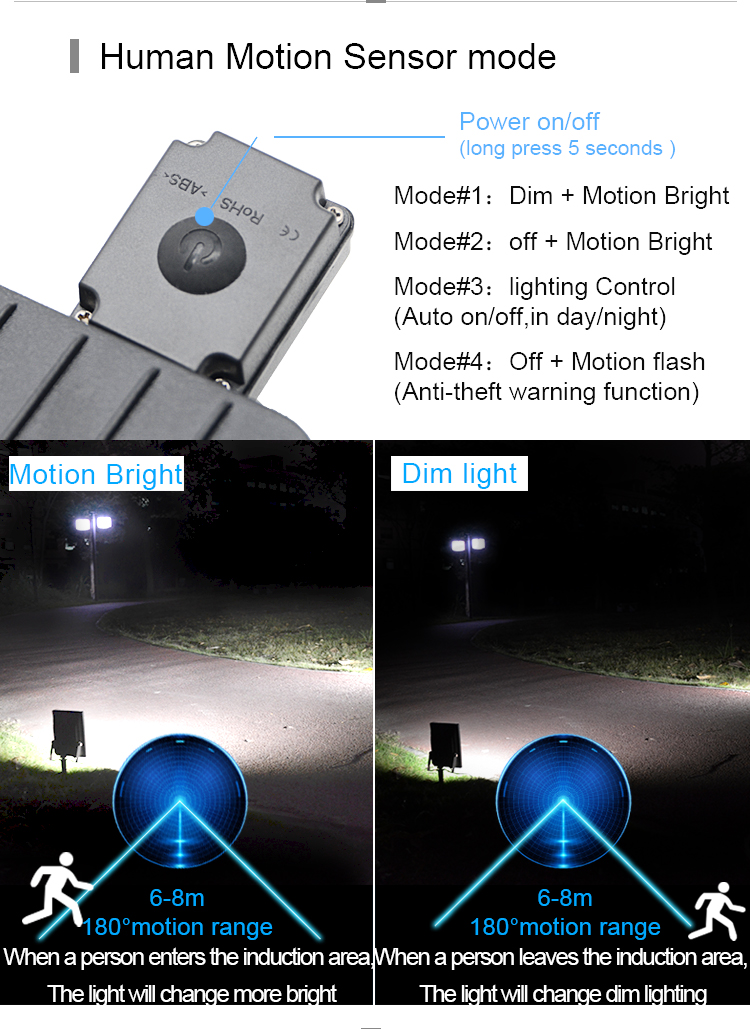 2018 high quality super bright motion sensor outdoor solar street flood light with waterproof IP 65