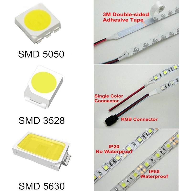 High brightness SMD5050/3528 60leds/M 300leds/roll  White color led strip