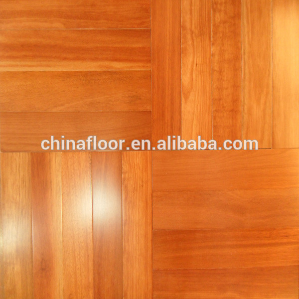 Teak Wood Color Herringbone Smooth Surface Kempas Wood Parquet