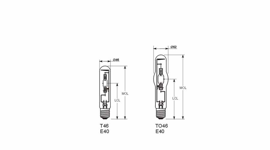 TO46 E40 Hydroponic lighting 400W MH Grow Lamp