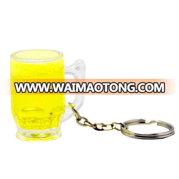 Acrylic Plastic Beer Cup Mug Shape With Handle With Water Inside Key Ring Chain