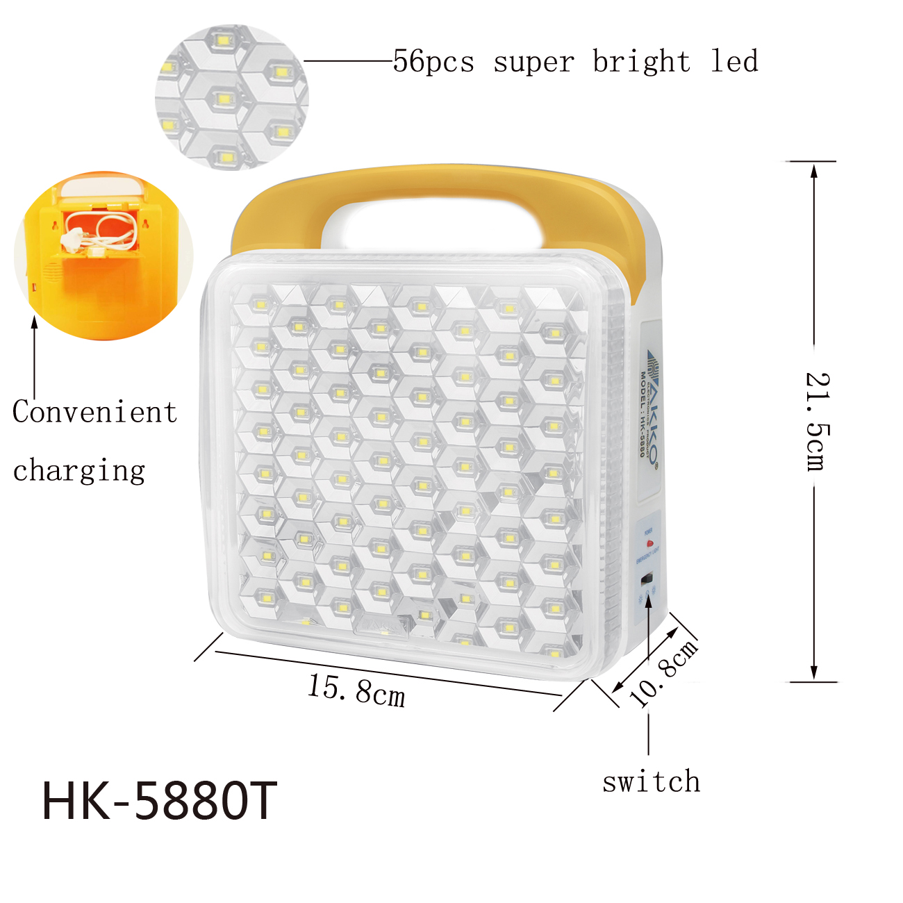 2019 New Hot Selling White Plastic LED Rechargeable Emergency Lamp For Home Use