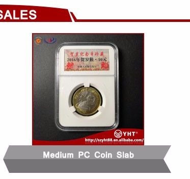 Custom Company Logo Printed 17 to 40.5mm diameter PC Acrylic plastic silver coin gift holder box