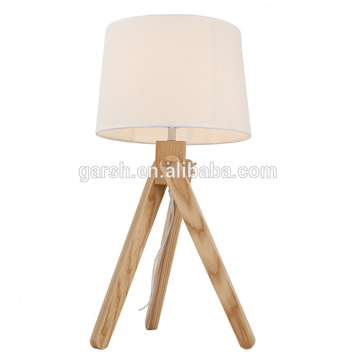 Modern Nordic Table Lamp Fabric Wooden Base Desk Lighting For Bedside