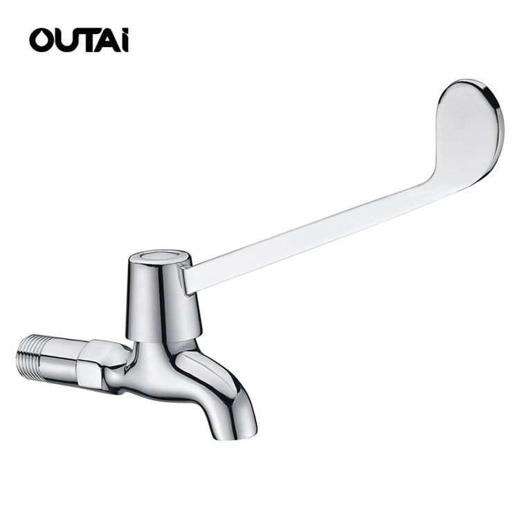 Quick open stainless steel wall-mounted long handle cold water faucet bibcock