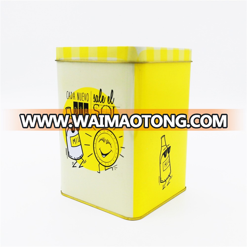 Cute square custom metal milk candy gift packaging tin box for sale