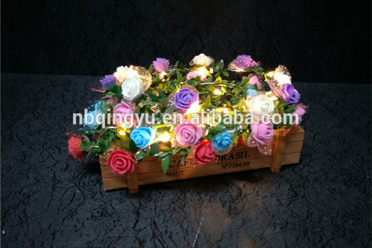 Battery Operated ROSE Flower LED String Lights 1.8ft Ring 10LED Flowers for Indoor & Outdoor Garden, Wedding Decoration