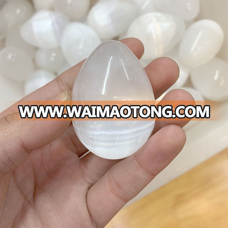 Natural White Selenite egg Crystal Clear Gypsum egg for sale