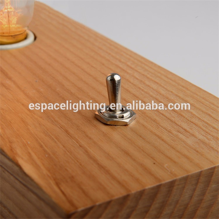 Modern taobao wood block switch table lamp with edison bulbs