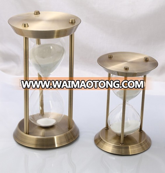 Unique souvenir gifts antique pieces metal small hourglass sand timers 30 minute