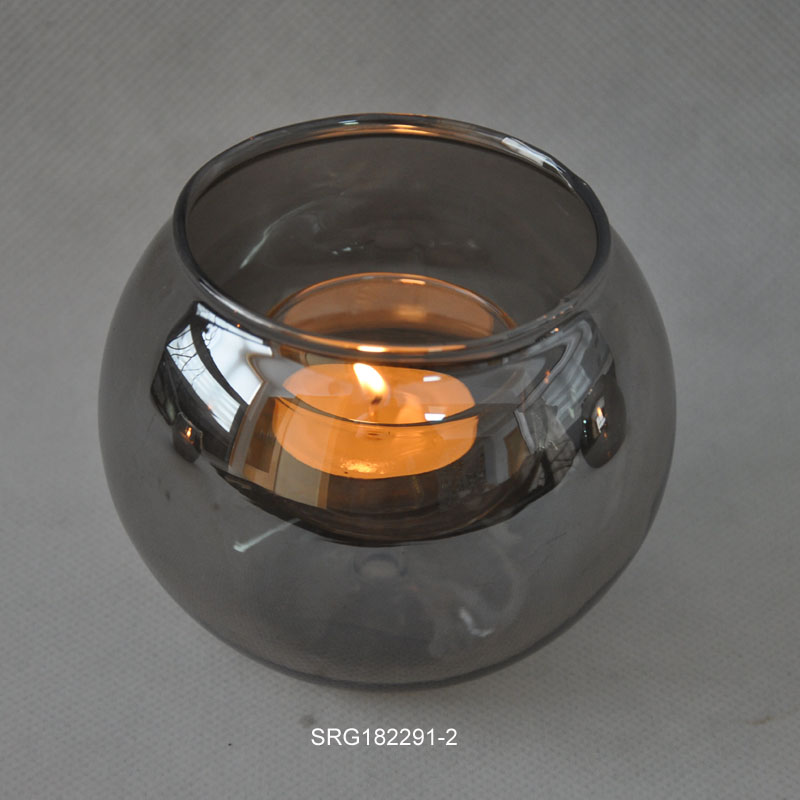 Wholesale round decoration glass candle holder with custom printing