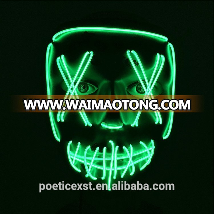 PoeticExst Halloween Flashing Led Face Mask For Party, Funning EL Wire Mask,Led Mask Party