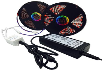 Color changing Led strip kit: 5m/roll 10m/set 5050 RGB strip +12V 5A Power adapter+Bluetooth LED Controller + Colorful Box