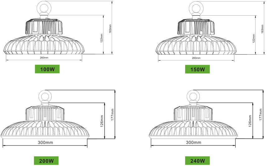 High power round dome 150W UFO High Bay Light