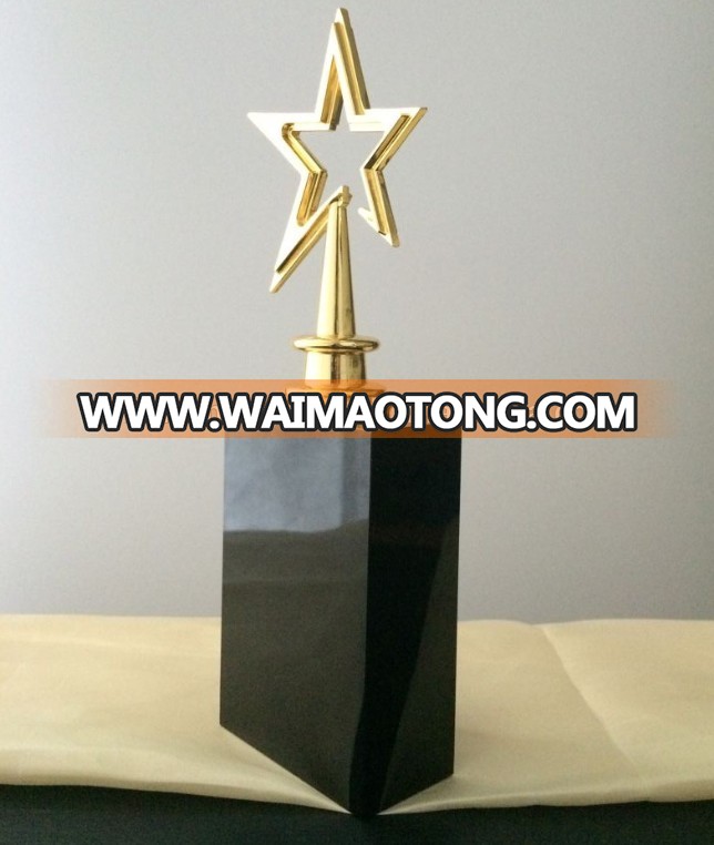 Five star crystal metal trophy