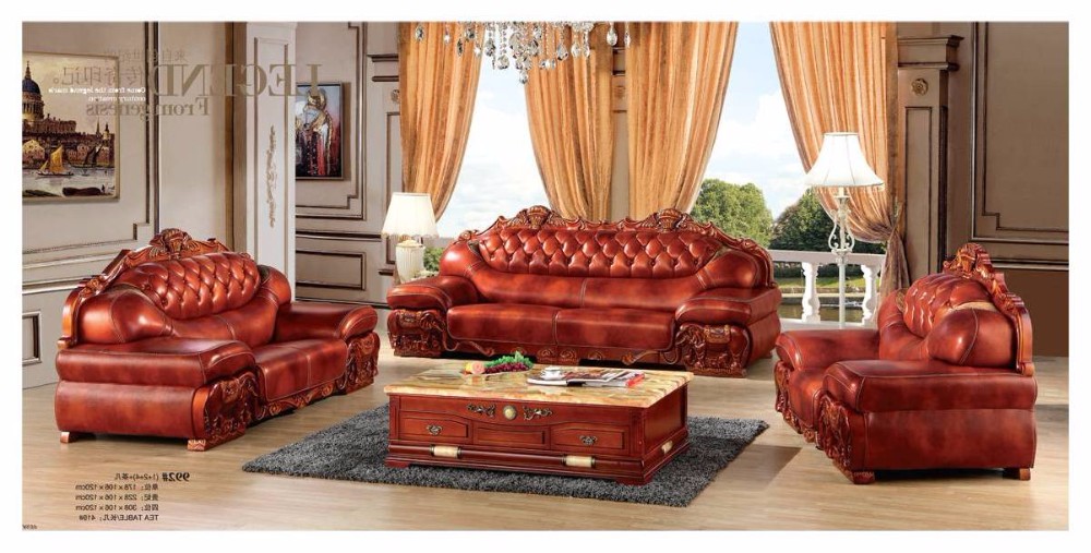 Modern European style sofa set lounge chaise sofa furniture leather sofa set