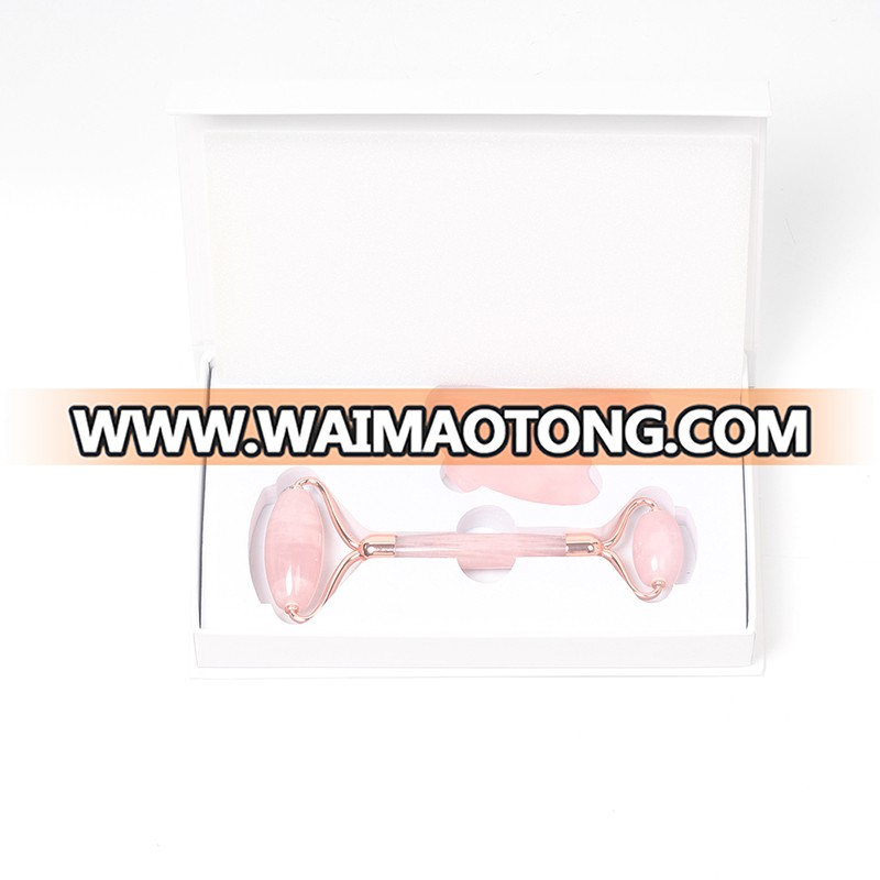 Wholesale natural high quality noiseless rose quartz face massage quartz roller jade roller for face