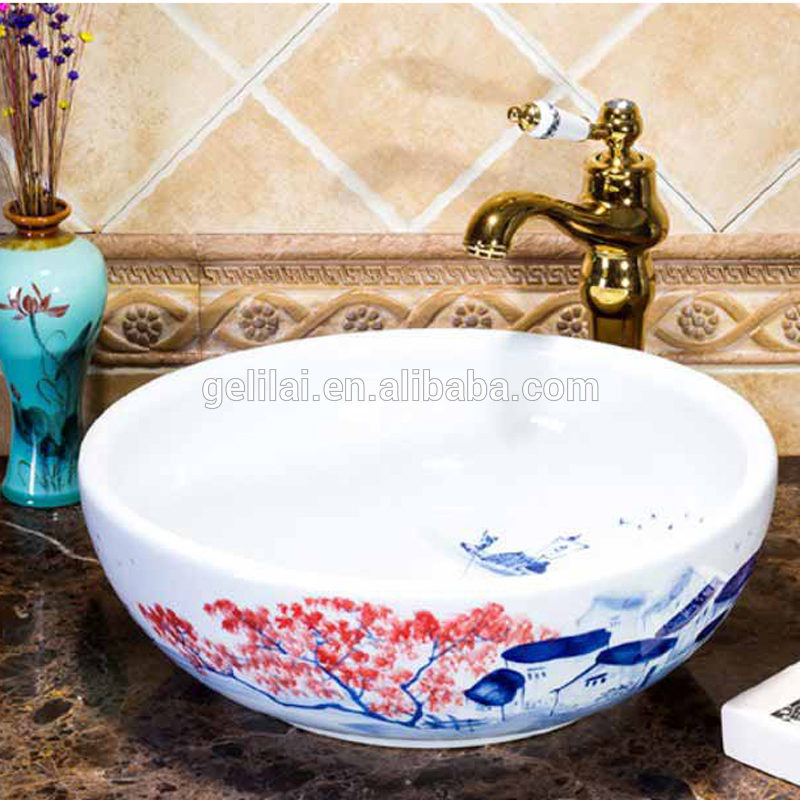 Latest style round shape with shampoo sink price bathroom basin