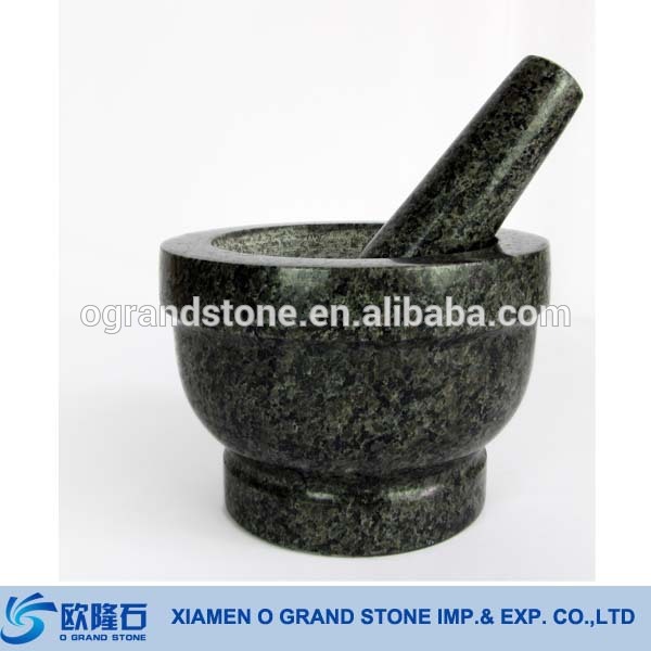 Natural Granite Mortar with Pestle Large Engraved Mortar and Pestle