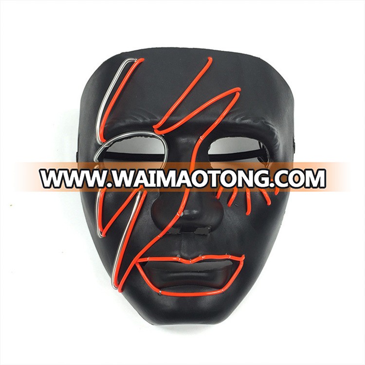 PoeticExst Hard Plastic Men Halloween Costume Mask Full Face EL Wire Music Control Flashing Neon Party Led Mask