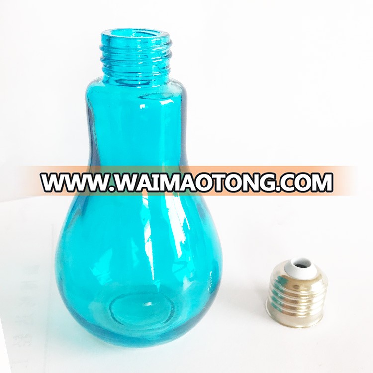 Bulb shaped juice colored glass bottle with screw cap