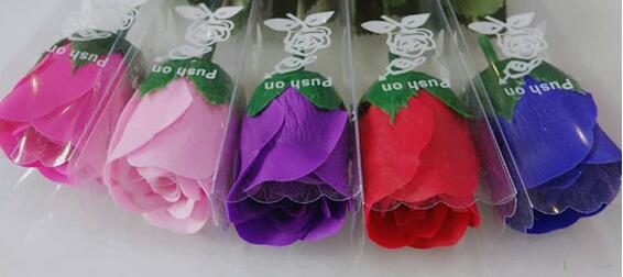 Single artificial soap rose flower with gift packing