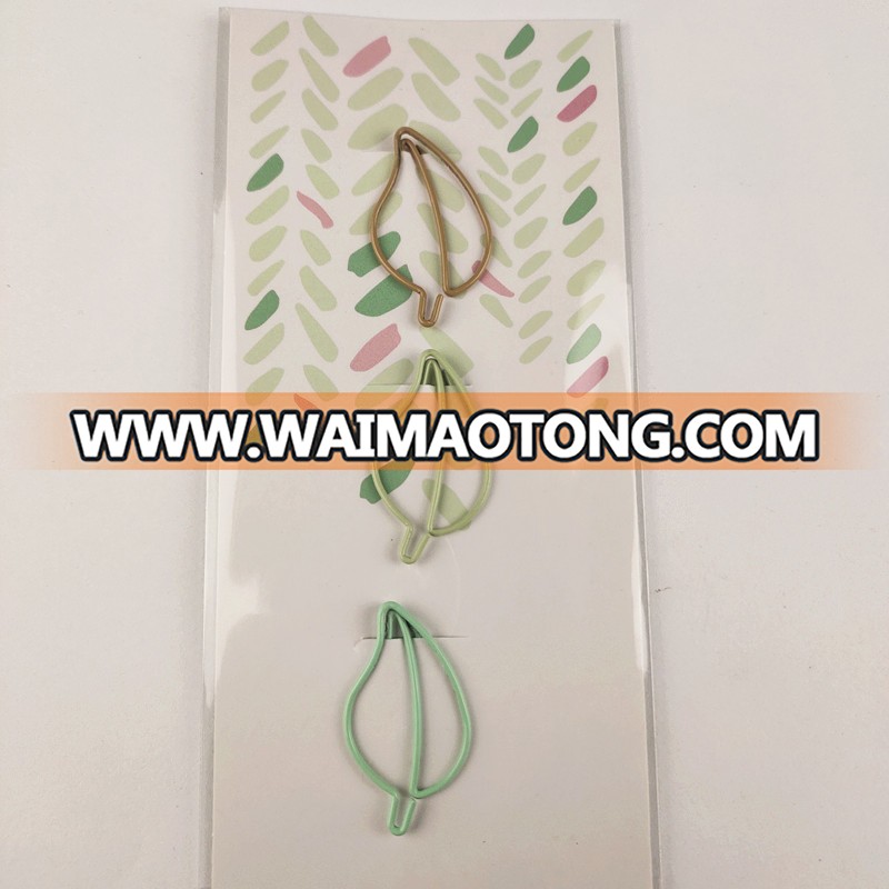 Varnish plated  lovely leaves shaped  paper clips