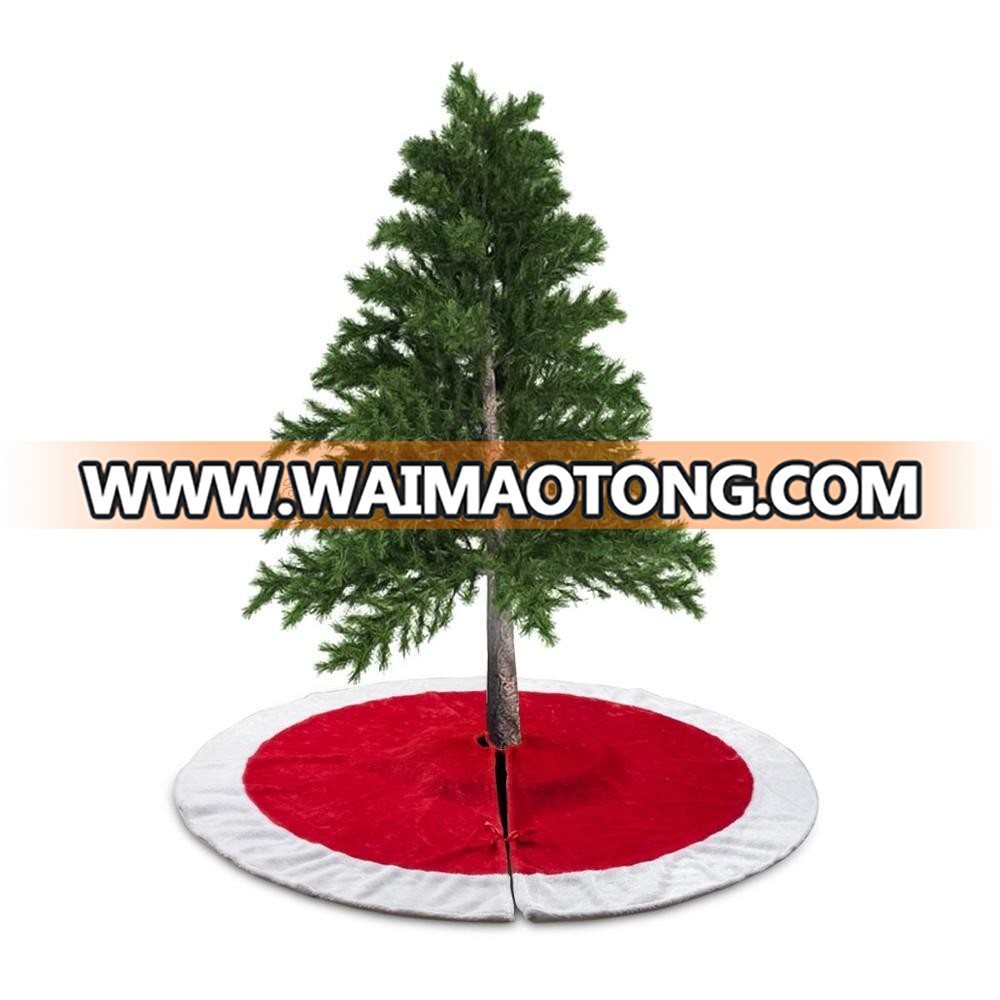 Wholesale 48 Inch Traditional Red and White Velvet Christmas Tree Skirt For Holiday Christmas Decorations Large