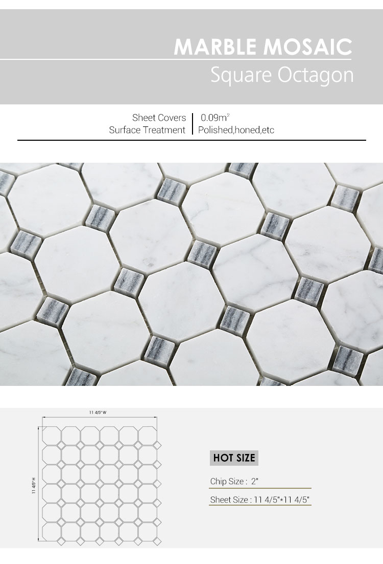 Century Square Octagon Decorative Marble Mosaic Wall Tile