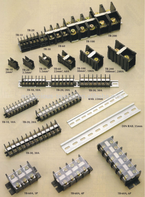 2mm2 10A 300VAC Rail Mount Terminal Block (TR-10)