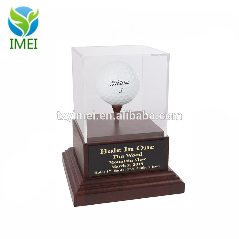 Acrylic Golf Ball Display with Wood Base IMEI18165