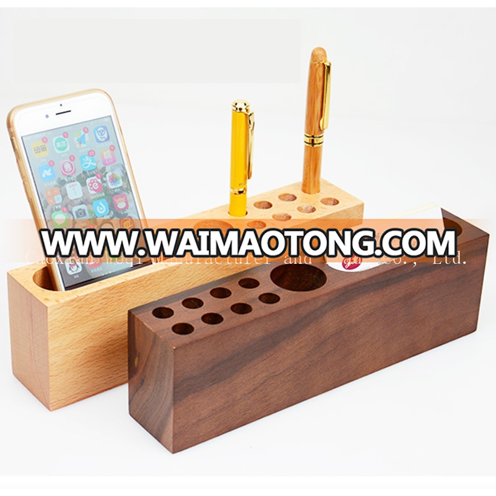 High quality new design wooden crafts beech phone holder office desk organizer