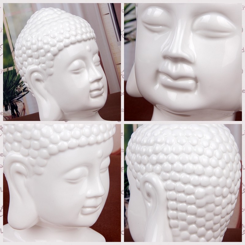 wholsale antique ceramic porcelain buddha head statue for giftware