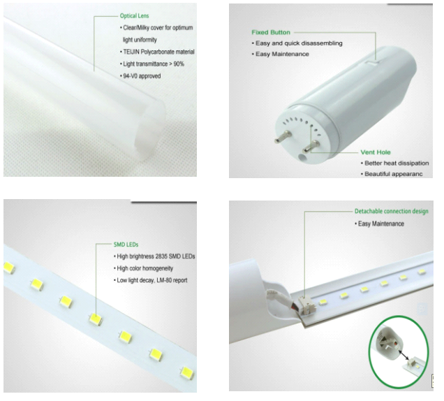 Factory Recessed T8 tube led linear light fixture