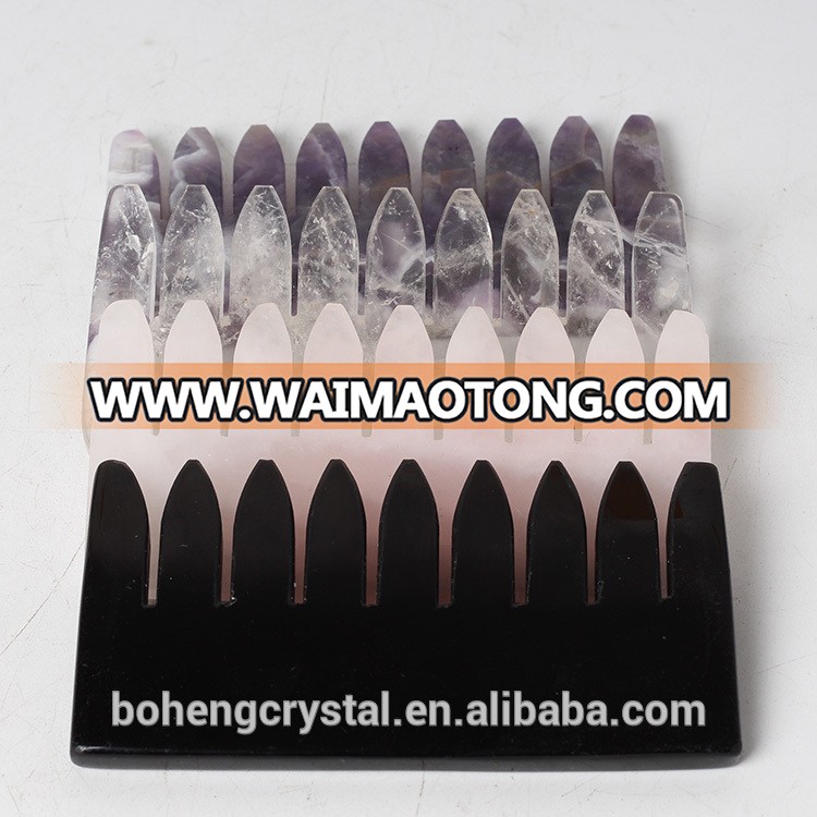 Wholesale Crystal Hair Massage Combs Natural Quartz and Amethyst Quartz Crystal Hair Combs for healing